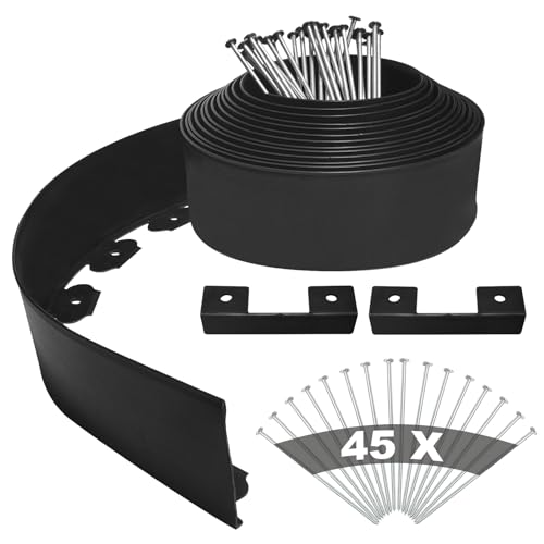 YEEBECA Bordura Per Aiuola, 10CM Altezza 15M Lunghezza Kit Per Bordura Per Giardino Con 45 Ancoraggi In Acciaio Adatto Per Bordura Per Giardino Design - Spessore 3MM
