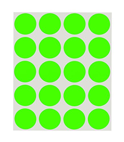 ChromaLabel 1 Inch Round Removable Color-Code Dot Stickers, 1000 Pack, 20 Labels per Sheet, Fluorescent Green