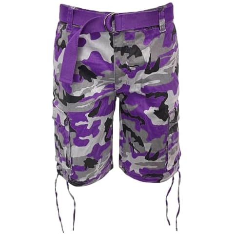 Mersenne Men's Belted Stretch Twill Camo Cargo Short (US, Numeric, 30, Regular, Regular, M2065 Purple) Cover