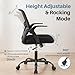 DUMOS Home Office Computer Chair - Ergonomic Mid Back Desk with Lumbar Support and Rocking Mode, Height Adjustable with Flip-up Armrest, for Conference Meeting Room, 360° Swivel, Adults, Black