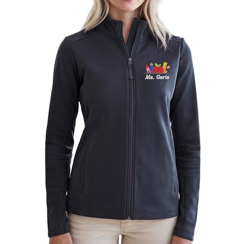 Personalized Embroidered Teacher Fleece Jacket, Customized Gift for Teachers, Embroidery Zip Up Fleece Outerwear - Main Image