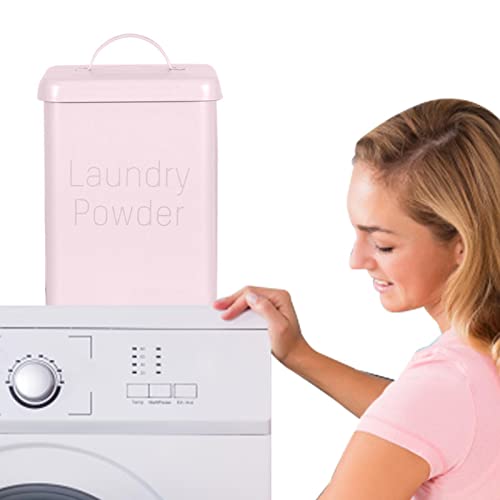 Caja de almacenamiento de detergente con cuchara dosificadora. La parte de la tapa está equipada con un asa para facilitar la apertura para guardar detergentes, cápsulas y alimentos para