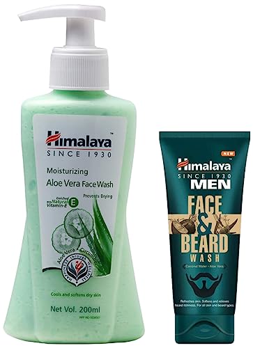 Image of Himalaya Moisturizing Aloe Vera Face Wash, 200ml and Himalaya Men Face And Beard Wash, 80ml