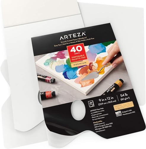 image for ARTEZA Disposable Palette Paper Pad, 9x12 Inch, Pack of 2, 80 Sheets, 