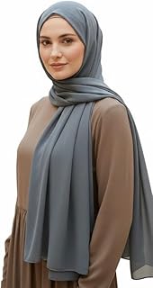 Elegant Georgette Hijab Scarf for Women, Light Purple, Soft Fabric, Rose Style Design-picture-11