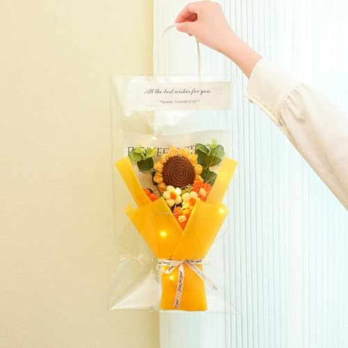 ひまわり 花束 かぎ針編み ヒマワリ 手編み 手作り 向日葵ブーケ 枯れない花 糸手編みブーケ 毛糸の花束 ニット造花 人工観葉植物 インテリア飾り 母の日 父の日 バレンタインデー クリスマス 贈り物 誕生日 記念日 プレゼント 梱包材付き グリーティングカード付き [5]