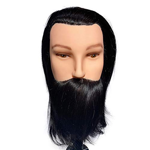 WANGXN Cabeza de maniquí de Entrenamiento para peluquería, Cabeza de práctica de Entrenamiento de maniquí Masculino con Barba Cabeza de muñeca de maniquí para escuelas de cosmetología y peluquería