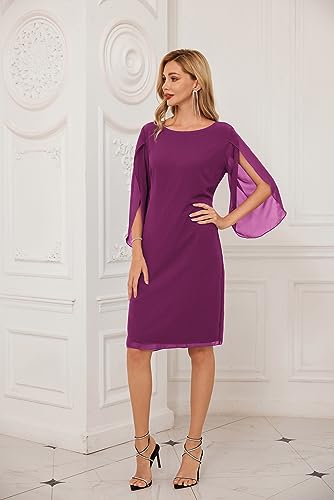 Image of GRACE KARIN Womens Formal Wedding Guest Dress 2026 Chiffon Cocktail Dress Mother of the Bride Dresses Midi Fashion Clothing
