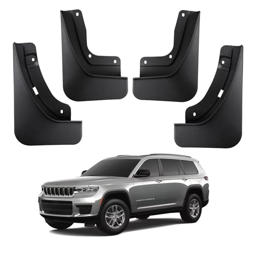 Image of Ecarzo Mud Flaps Compatible with Jeep Grand Cherokee L 2025 2024 2023 2022 2021 3-Row No Drilling Required All Weather Mud Splash Guards Mudflap Front & Rear Jeep Grand Cherokee L Accessories 4pc Set
