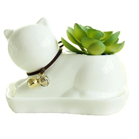 Youfui Cute Succulent Planter Animal Shaped Flower Pot Decor for Home Office Desk (Cat) Cover