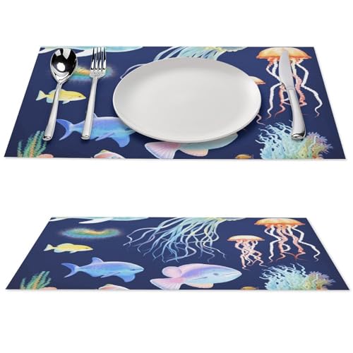 Sets de table motif marin lavables pour protéger la table des taches et de la chaleur - 2
