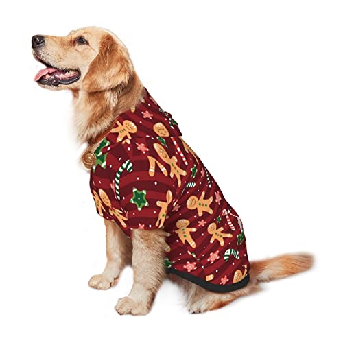Cute Christmas Dog Costume, Christmas Gingerbread Men Print Pet Winter Clothes Sweaters For Christmas Cosplay Autumn Pets' Wear Dog Winter Hoodies With Pocket For Large Dogs Xl #TOP3