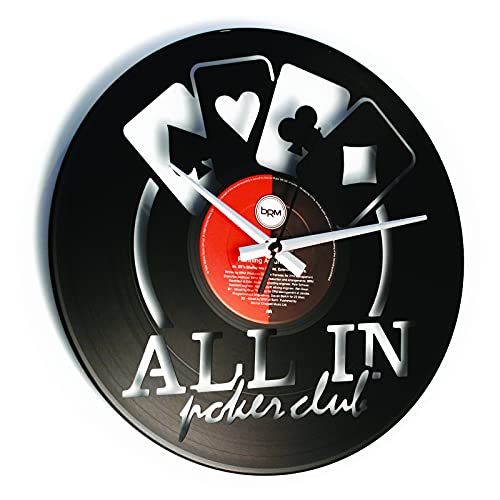 DISCOCLOCK Shallplattenuhr All in Poker - Lautlos Wanduhr, einfach aufzuh&auml;ngen. 100% Made in Italy Handwerkliches Produkt