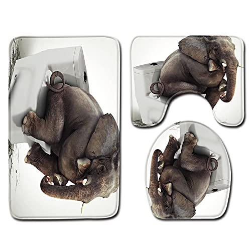 Badematten Set 3 teilig,Toilettenmatte Set,3er Badgarnitur Badezimmer Matte Set Dusch Bade Matte Vorleger Teppich 3D…