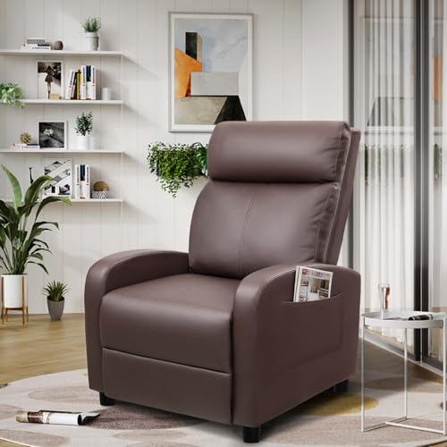 Sillón reclinable PU cuero Marrón miniatura 4