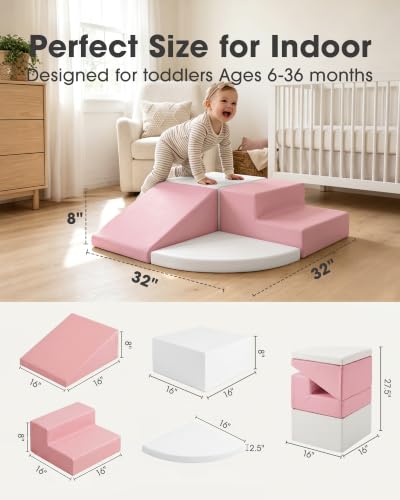 Image of little dove PU Leather 4-Piece Foam Climbing Blocks for Toddlers 1-3