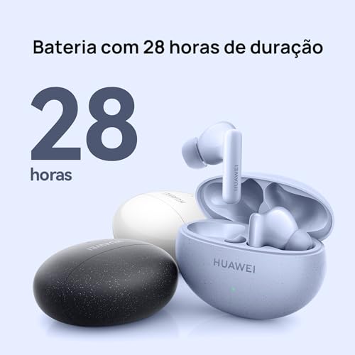 Fone de ouvido sem fio bluetooth TWS, FreeBuds HUAWEI 5i, branco, até 28 horas de reprodução, cancel