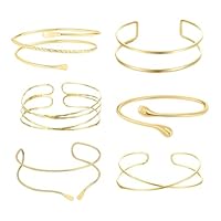 Ceeyoll, 6 Piezas Brazalete Dorado, Brazalete Dorado Mujer, Pulseras Sencillas para Mujer, Pulseras Multicapa, Regalos Exquisitos Para Niñas y Mujeres