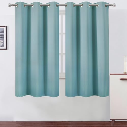 Image of LEMOMO Blackout Curtains 42 x 63 inch /Stone Blue Curtains Set of 2 Panels /Thermal Insulated Room Darkening Bedroom Curtains