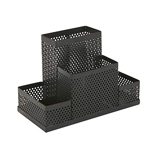 Image of Mind Reader EMPORG2-BLK 2 Piece Cup, Pen, Pencil, Paperclip, Thumbtack Holder, Office Supplies Storage Organizer, Sticky Notes, Index Cards, Black, 2 Count