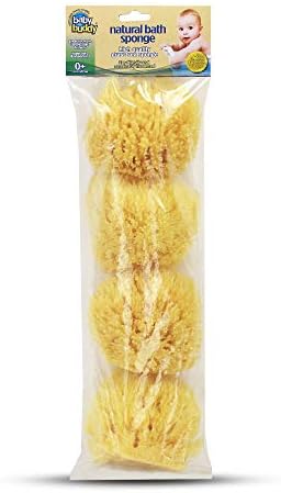 Baby BuddyNatural Grass Sea Sponge, Newborn Bath Time Essential, Textured for Exfoliation, Hypoallergenic, 4 Count