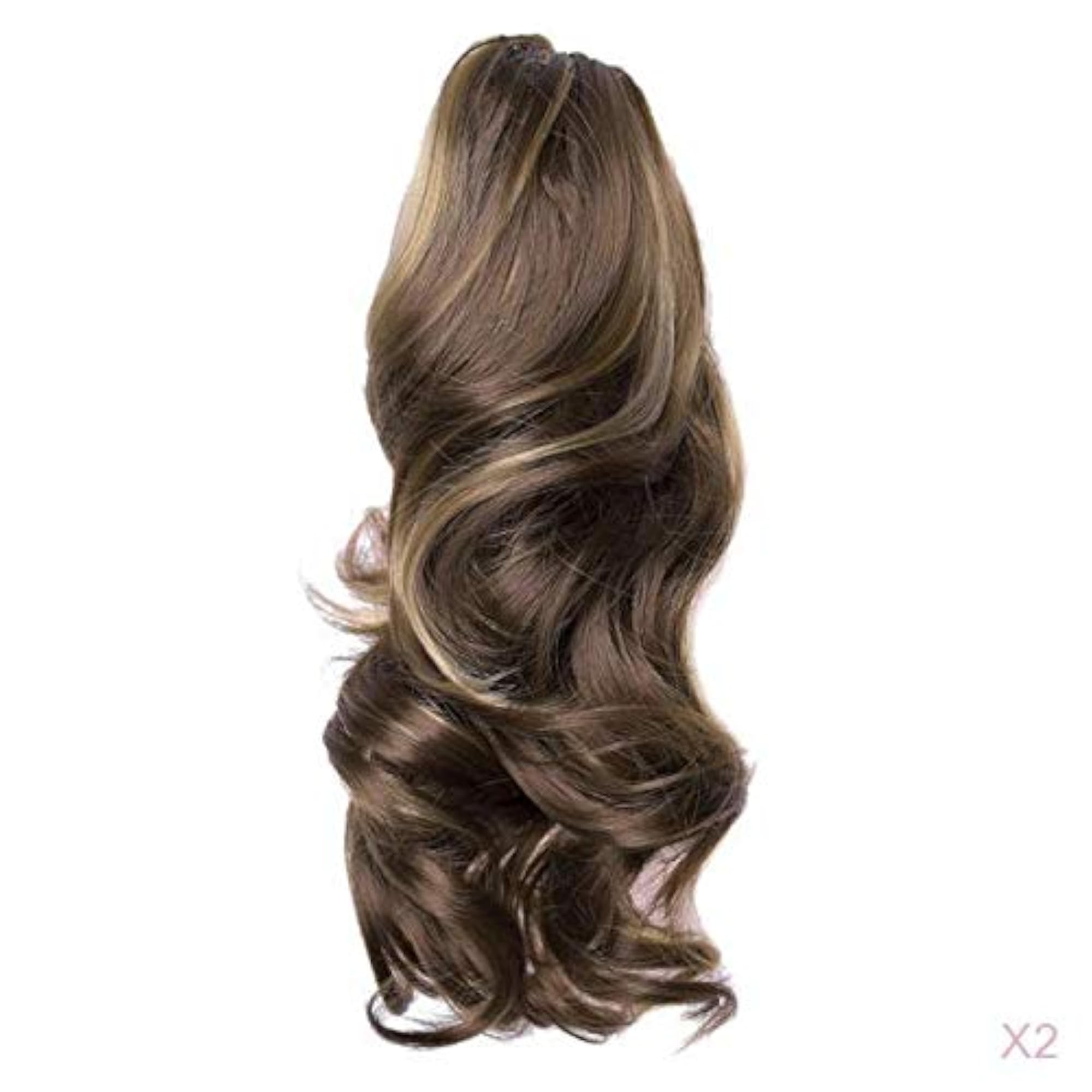 2Pcs Women Clip-On Ponytail Hair Extension Curly Claw Clip