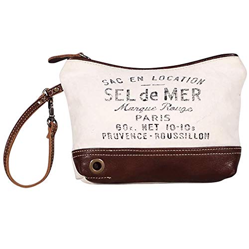 Myra Bag Bolsa de pulso Spunky de lona e couro S-1960, Branco