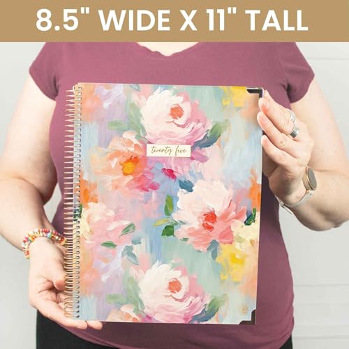 Image of bloom daily planners HARDCOVER 2025 (8.5 inch x 11 inch) Calendar Year Day Planner (January 2025 - December 2025) - Passion /Goal Organizer - Monthly & Weekly Inspirational Agenda Book - Painted Peonies