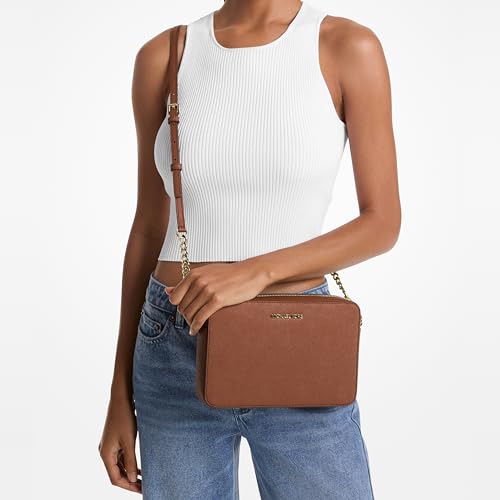 Michael Kors Jet Set Large Crossbody Bag, Gold-Tone Hardware/Luggage