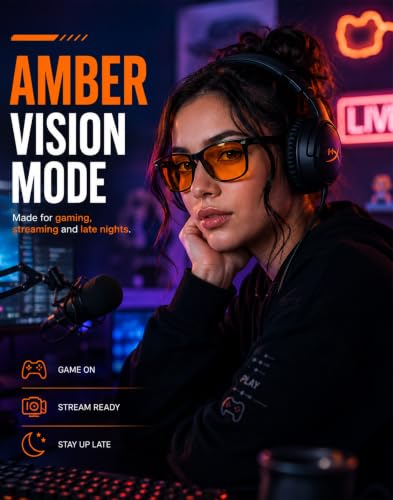 Image of TIJN Blue Light Blocking Glasses Dual AR Coatings Amber Orange Lens for Computer Gaming