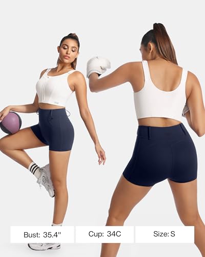 Image of High Impact Sports Bra Zipper Front Adjustable Large Bust No Bounce Wireless Workout for Women Fitness Running