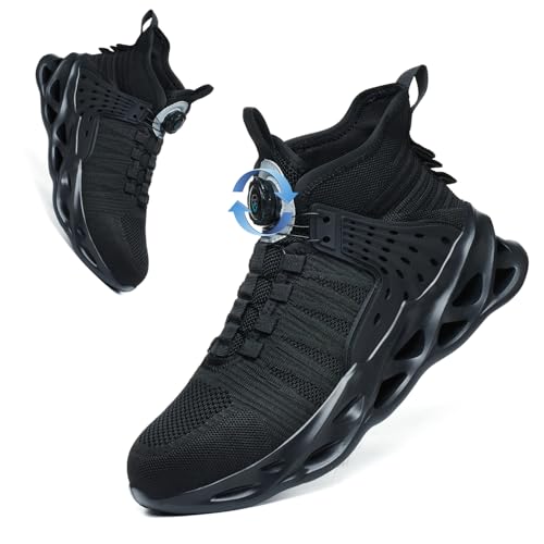 PJZHJI Sicherheitsschuhe Herren Arbeitsschuhe Leicht Stahlkappenschuhe Sportlich Atmungsaktiv Safety Shoes 787A Black 44