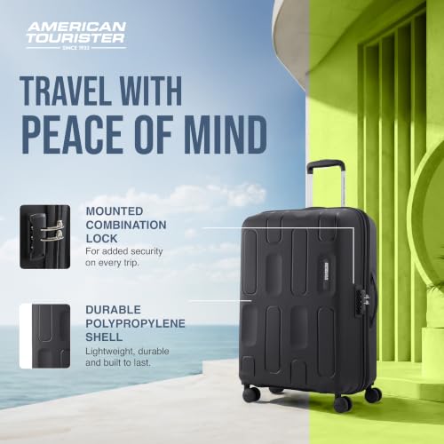 Image of American Tourister Ivy 2.0|Medium Size Check-in Spinner Trolley Bag (68 cm)|360 8 Wheel Travel Luggage|Hard Case Polypropylene (PP) Suitcase|Combination Lock|Black