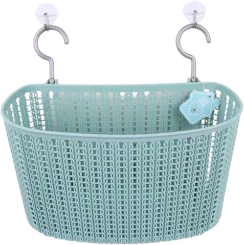 Riuuyyi 吊り下げバスケット フック付き 収納かご 小物入れ 通気性設計 小さな ぶら下げ収納バスケット 多用途 水切り ピンチバスケット 雑物収納 浴室収納 (ブルー,m)