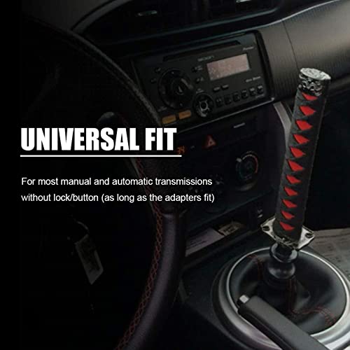 RYANSTAR Katana Shift Knob Samurai Sword Gear Shifter with 4 Adapters Universal Fit Compatible with Manual Cars Most Automatic Cars with 4 Adapters Black+Red