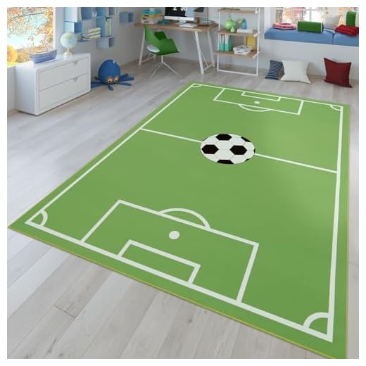 TT Home Alfombra Infantil Juego para Dormitorio Infantil con Campo De Fútbol En Verde, Tamaño:80x150 cm