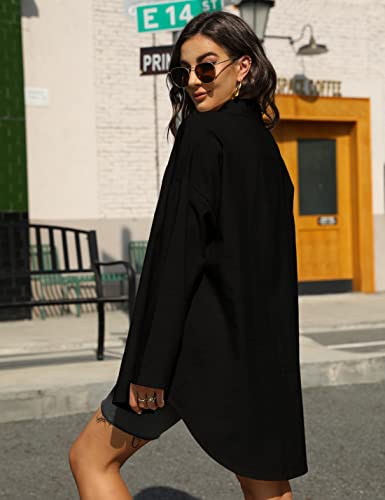 Bianstore Women's Oversized Linen Shirts Blouses Tops Long Sleeve High Low Button Up Shirts4