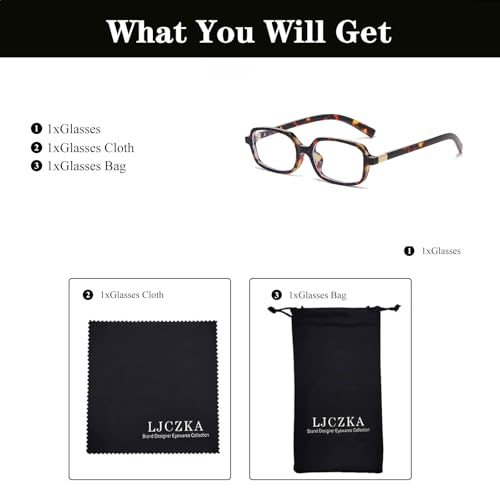 Image of LJCZKA Rectangular Blue Light Blocking Glasses for Women Men Retro Small Square Frame Anti Eyestrain Computer Eyeglasses