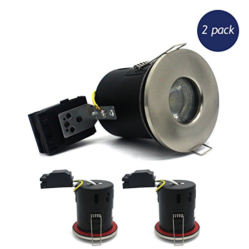 2 X Sanlumia LED Fire Rated Downlight Can GU10 Recessed Ceiling Twist & Lock Interchangeable Downlight IP65 SatinNickel