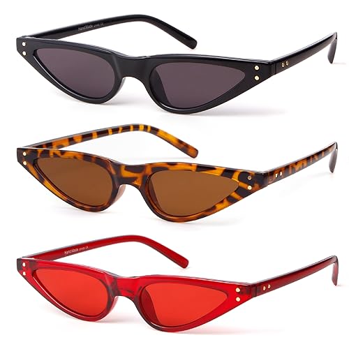 Retro Trendy Small Cat Eye Sunglasses Womens Tiny Tinted Y2k Sunglass 90s Narrow Frame Skinny Triangle Sun Glasses