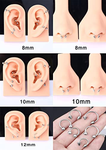 7Pairs 6/7/8/9/10/12/14MM Surgical Steel Horseshoe Small Septum Rings Smiley Piercing Jewelry Circular Curved Barbell Piercing Hoops Set for Nose Nipple Nostril Cartilage Helix Daith Tragus Lip Eyebrow2