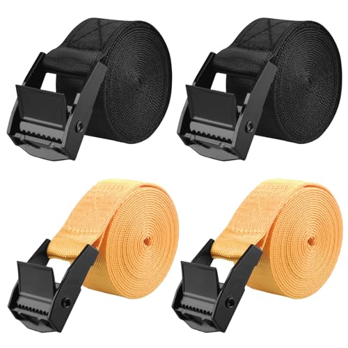 Image of TRIWONDER Tie Down Straps 4 Pack, Cam Buckle Lashing Straps Adjustable 1 inch x 1.6-19.7 ft, 440 lbs Break Strength Cargo Tie Downs for Roof Rack, Kayak, Motorcycle, Luggage, Truck