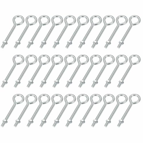 Tornillos roscados M5x50 de acero al carbono MECCANIXITY con tuercas para ganchos, 30 uds