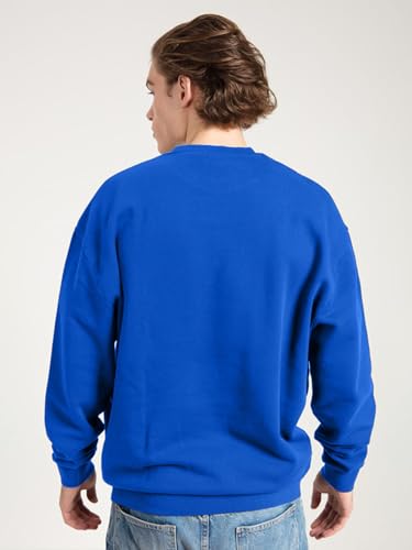 Image of Veirdo Cotton Poly Fleece Oversized Fit Full Sleeves Ribbed Solid Crew Neck Sweatshirt for Men