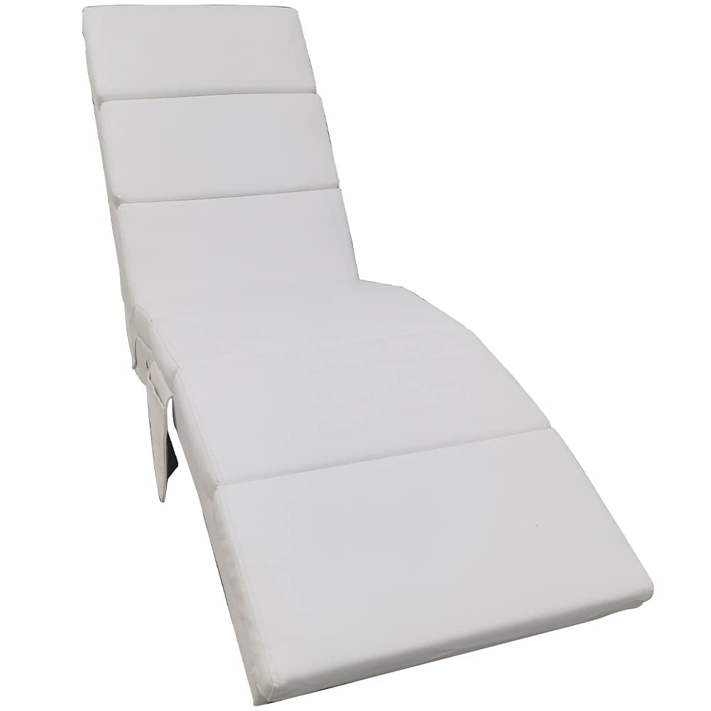 BAKAJI Sdraio Relax Lounge con Tasca Laterale ed Imbottitura ad Alta Intensità per Maggior Comfort, Poltrona da lettura Ergonomica con Schienale Alto e Struttura Solida, in Ecopelle (White)