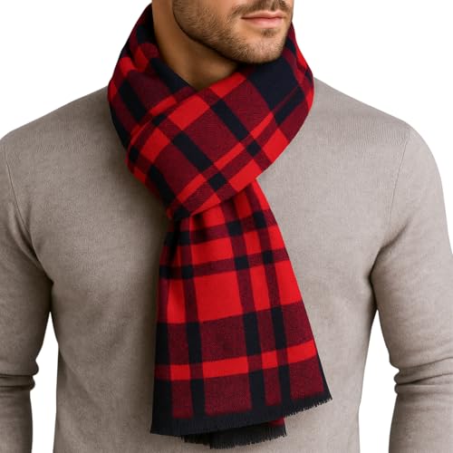 Écharpe pour homme HONGTEYA écharpe d'hiver à carreaux doux