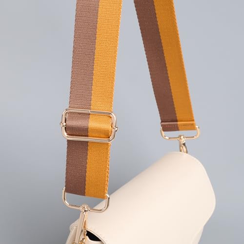 Image of chushui Purse Strap Replacement Crossbody Wide Adjustable, Bold Preppy Stripe Color Block Retro Sporty Woven with Metal Hardware 29-51 Inches for Totes Handbags