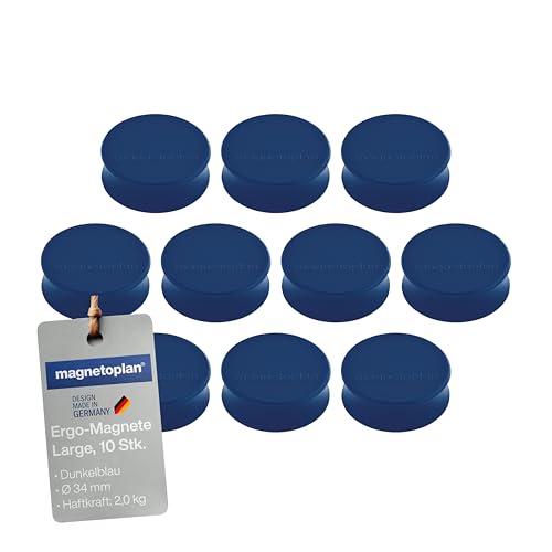 Ergo Large Magnets, Diameter 34 mm x 12.5 mm, Pack of 10 Dark Blue