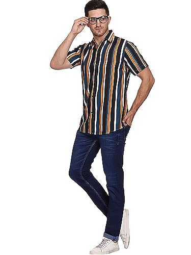 Image of SXV Men's Cotton Rayon Digital Printed Half Sleeves Shirt (LINING)