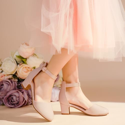 Image of LAURMOSA Girls Dress Shoes Closed Toe Pumps High Heels for Little Big Kid